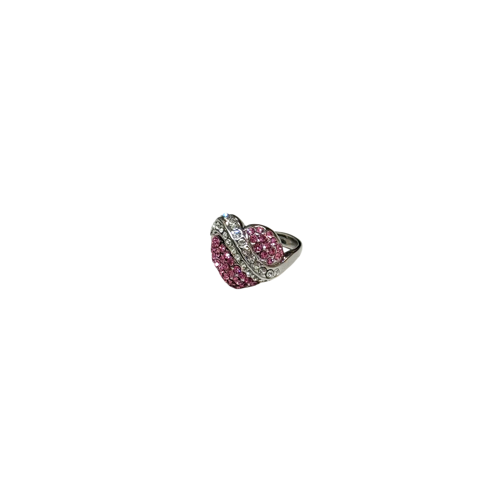 Pink heart cubic ring