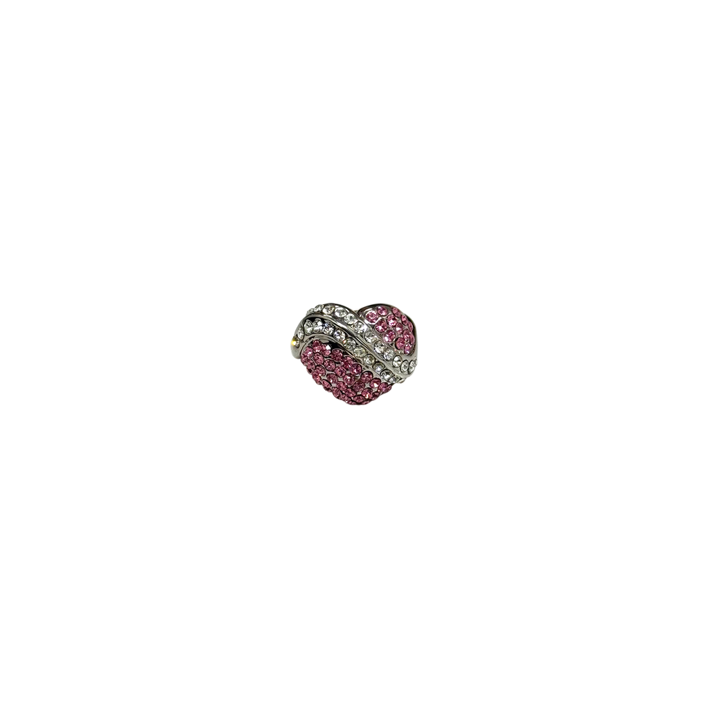 Pink heart cubic ring