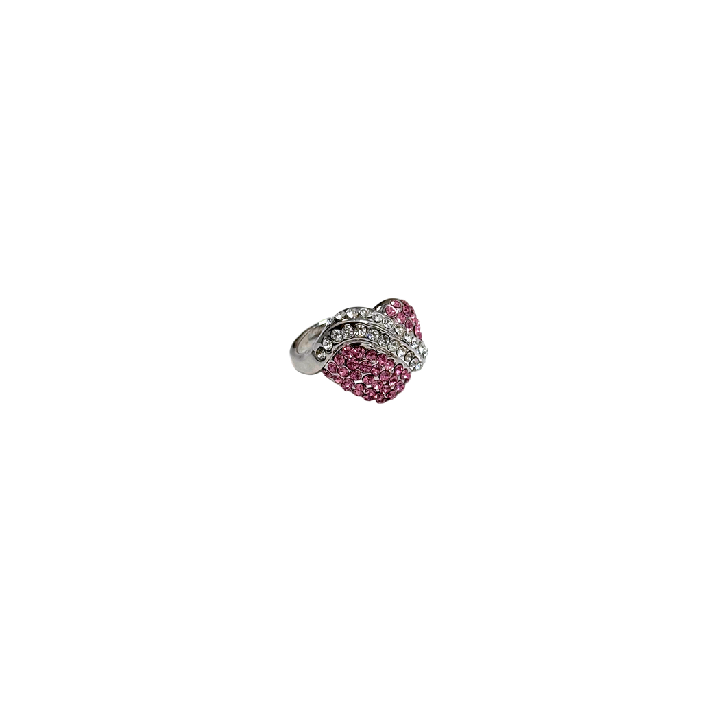 Pink heart cubic ring