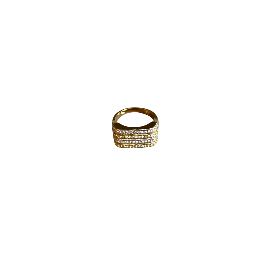 4 plate gold cubic ring