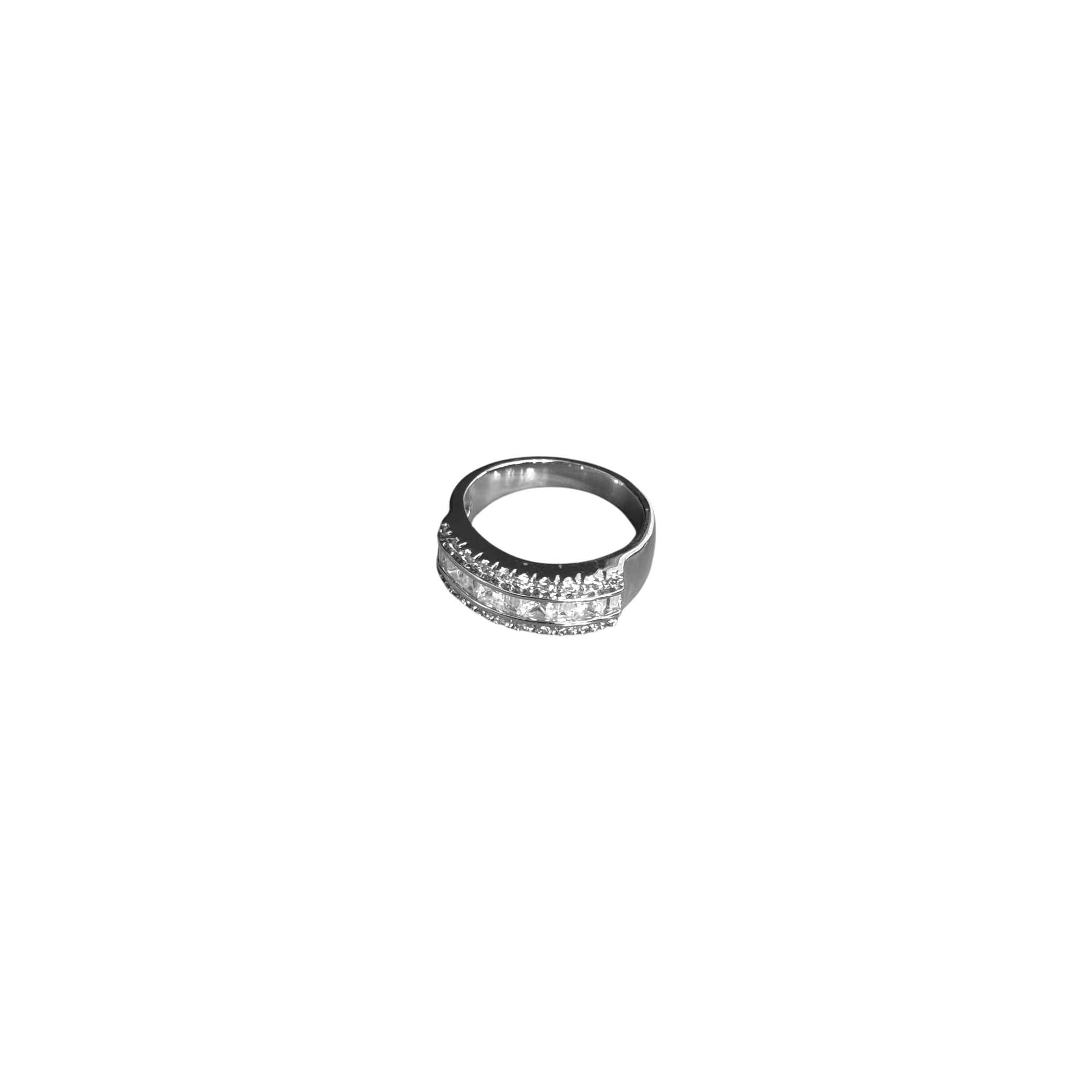 HALF PLATED CUBIC RING