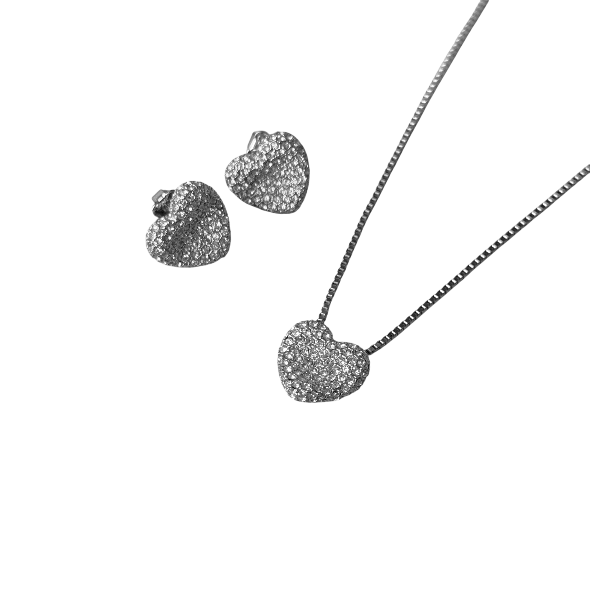 Caved heart cubic earrings