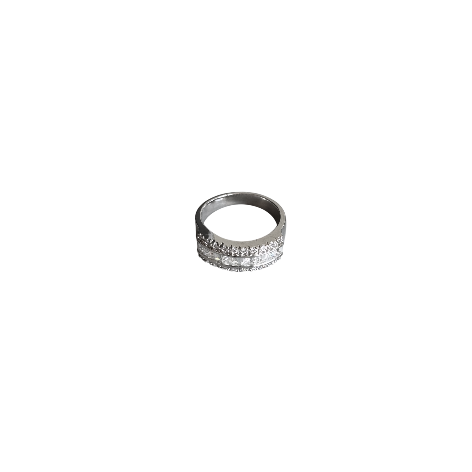 HALF PLATED CUBIC RING
