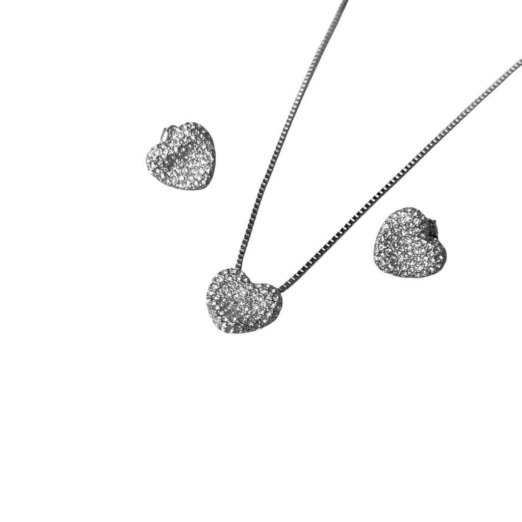 Caved heart cubic earrings