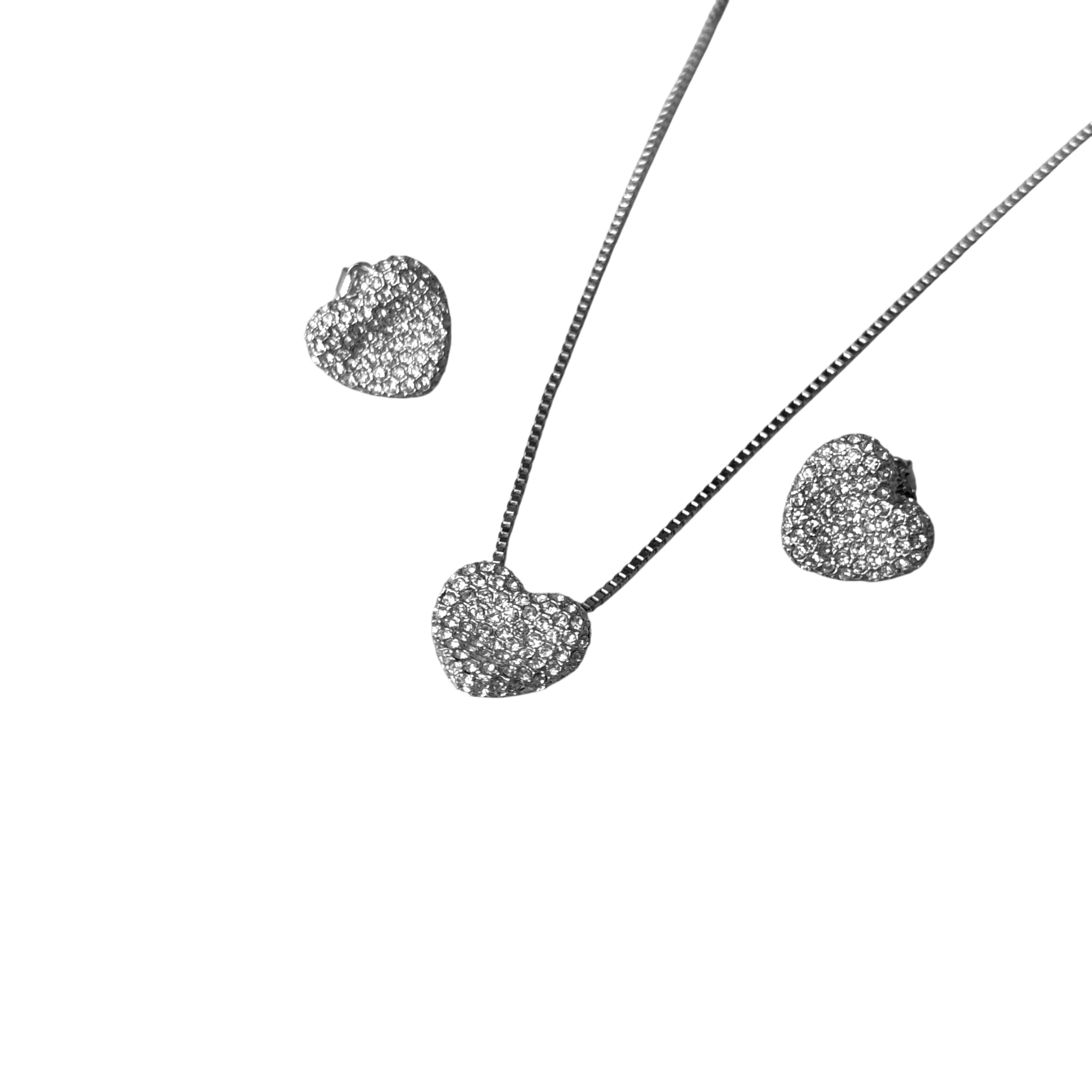 Caved heart cubic earrings